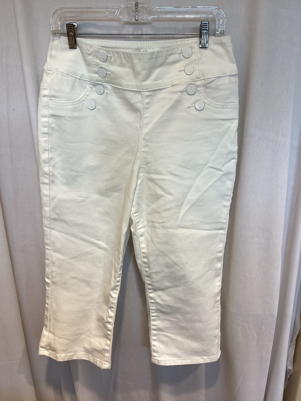 Women’s White High-Waist Button Detail leggings